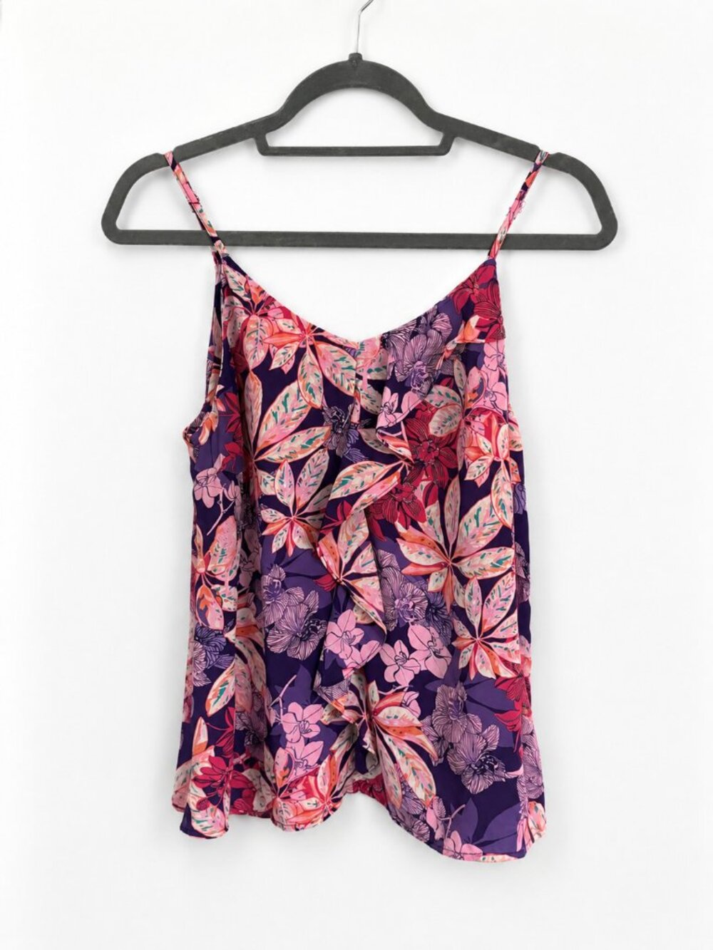 Attention S Purple Pink Floral Ruffle Camisole Top